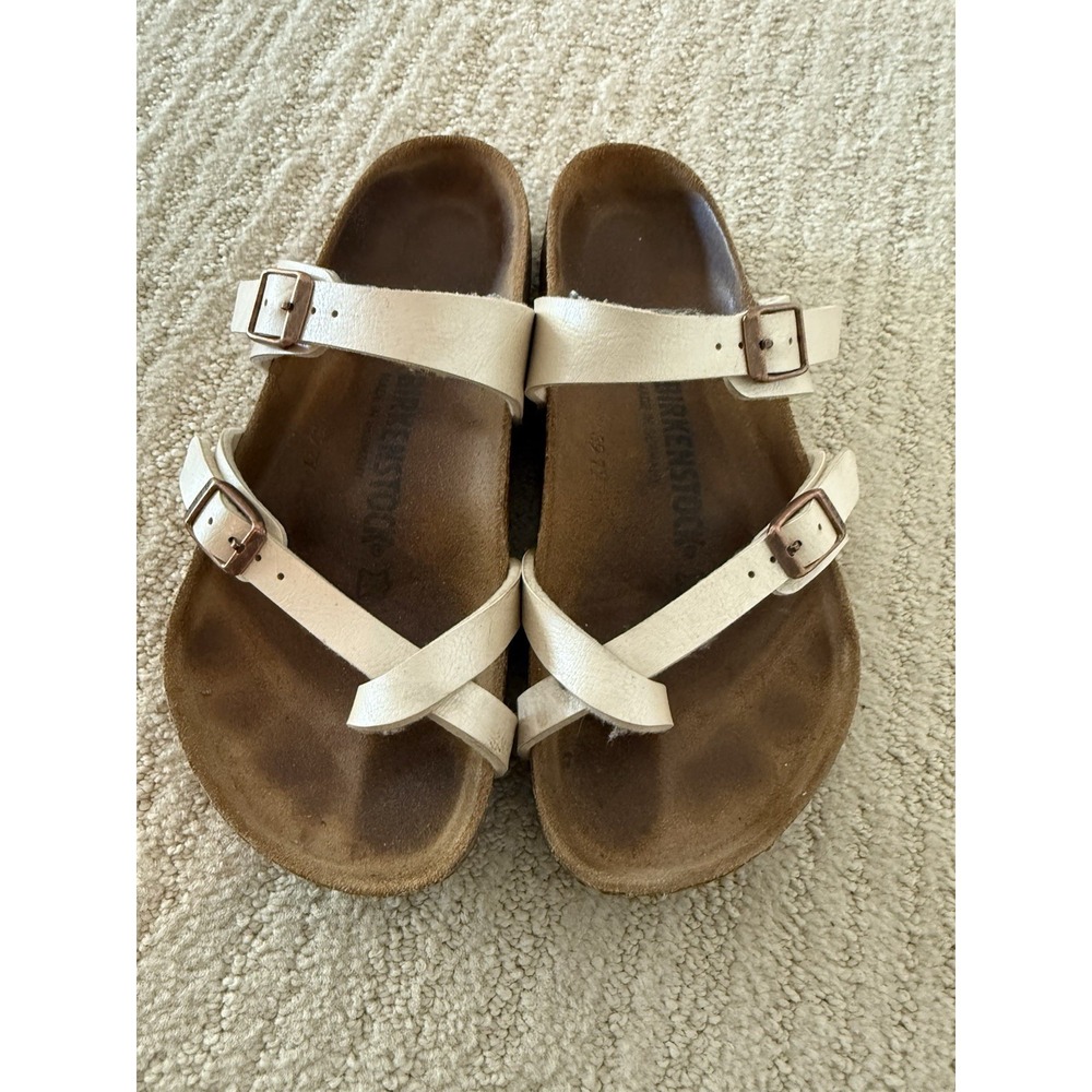 Birkenstock Mayari Sandals In A Pearl White Leather Birkenstock Size 37